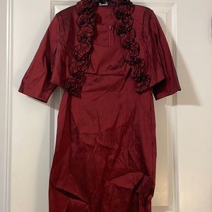 Red and Black Shall and Dress Set